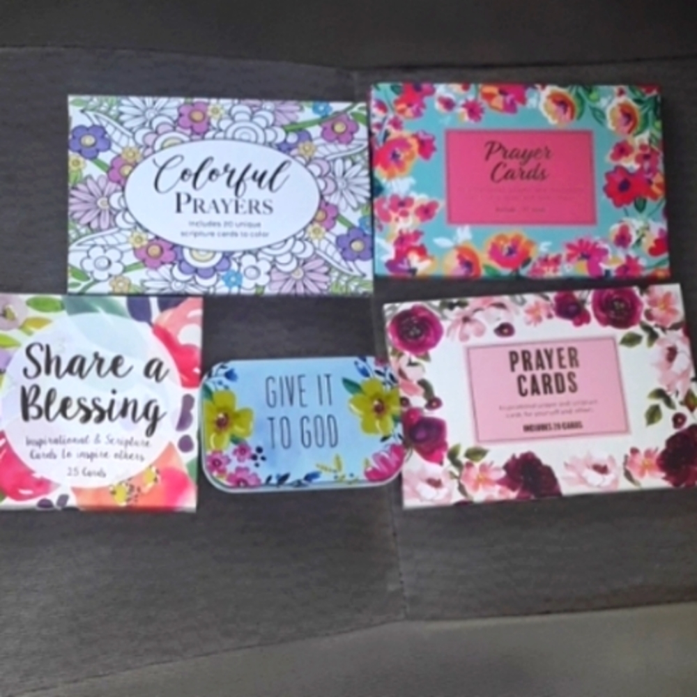 12 pc - Prayer Cards and 3 Tin Prayer Box Set religious sticky pad